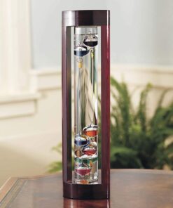 Galileo Glass Thermometer | 14.5-Inches Tall with Cherry Wood Frame | Law of Physics | Indoor Room Temperature for Home House Office Desk Counter Tabletop | Holiday Gift Present 11 61 raLnQTcL