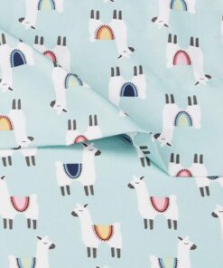 Amazon Basics Kid's Llama Party Soft Easy-Wash Microfiber Sheet Set, Full, Teal Blue Llamas 9 61 uYHMyvnL