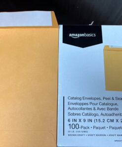 Amazon Basics Catalog Mailing Envelopes, Peel & Seal, 6x9 Inch, Brown Kraft, 100-Pack 6 x 9 37 61 vtUvZINL