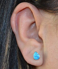 Sterling Silver Created Opal Stud Earrings 7mm Blue-Pear 11 61 wa3LSML