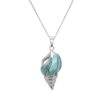 Sterling Silver Natural Larimar Seashell Pendant with 18" Chain 24 6100fZf9hUL