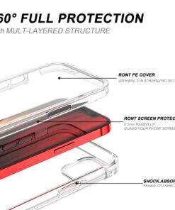 Alternative view of SURITCH Clear Case for iPhone 12/ iPhone 12 Pro 6.1-inch, [Built-in Screen Protector] Full Body Protective Shockproof Rugged Bumper Phone Cover for iPhone 12/ iPhone 12 Pro -(Clear)