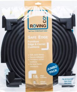 RovingCove Edge Corner Protector Baby Proofing (Large 18ft Edge 8 Corners), Hefty-Fit Heavy-Duty, Soft NBR Rubber Foam, Furniture Fireplace Safety Bumper Guard, 3M Adhesive, Onyx Black 18 feet 36 6103SGEPUKL