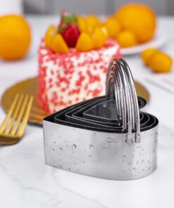 HUINF Cookie Cutter Set, Stainless Steel 5 Pieces Heart Biscuit Cutters with Handle,Professional Heart-Shaped Pastry Cutters for Pastries Doughs Doughnuts 8 6103TiE2f L