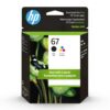 HP 67 Black/Tri-color Ink Cartridges (2 Count - Pack of 1) | Works with HP DeskJet 1255, 2700, 4100 Series, HP ENVY 6000, 6400 Series | Eligible for Instant Ink | 3YP29AN 17 6104RMv3lML
