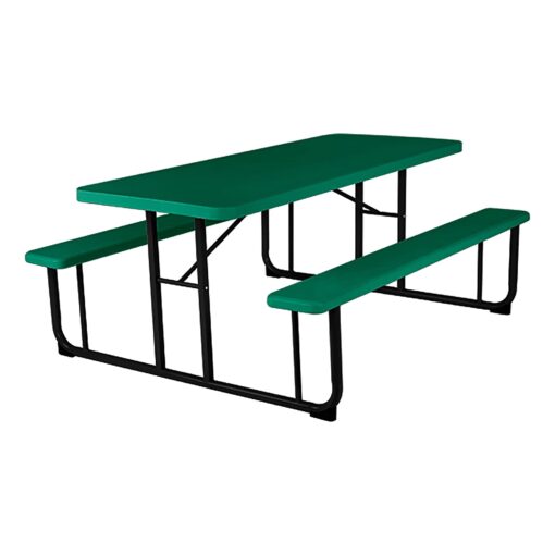 Norwood Commercial Furniture Blow- Molded Plastic Picnic Table, Green/Black, NOR-PTBM7260-6-10, 72"D x 57"W x 30"H 1-(Pack)