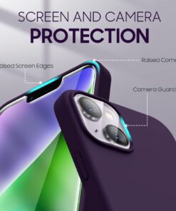 Alternative view of Uyiton [5 in 1 for iPhone 14 Plus Case, with 2 Pack Screen Protector + 2 Pack Camera Lens Protector, Liquid Silicone [Full Body] Protection Shockproof [Drop Protection] 6.7 Inch, Dark Purple 14P-Dark Purple