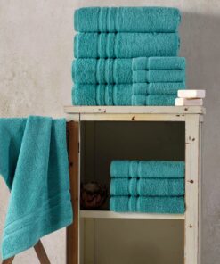 Hawmam Linen Teal Turquoise Bath Towels 4-Pack - 27x54 Soft and Absorbent, Premium Quality Perfect for Daily Use 100% Cotton Towel 600 GSM 27 in X 54 in Towel Green Water 12 61097yaXONL