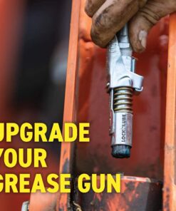Alternative view of LockNLube Grease Gun Coupler locks onto Zerk fittings. Grease goes in, not on the machine. World's best-selling original locking grease coupler. Rated 10,000 PSI. Long-lasting rebuildable tool.