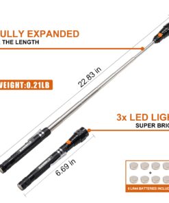 LED Magnetic Pickup Tools, Christmas Gifts for Men, Telescoping Magnetic Flashlights with Extendable Magnet Stick, Stocking Stuffers for Men, Dad, Husband, Craftsman and Mechanic, Black Black Magnetic Tool 11 610AErZBKVL
