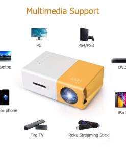 Alternative view of Meer Mini Projector,Portable Movie Projector,Smart Home Projector,Neat Projector for iOS,Android,Windows,PS5,Laptop,TV-Stick,Compatible with HDMI,USB,Audio,TF Card,AV and Remote Control YG300