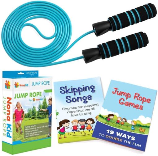 2 Pack Jump Rope for Kids - Easily Adjustable with Anti-Slip Handles, Plus 2 Activity Books PVC