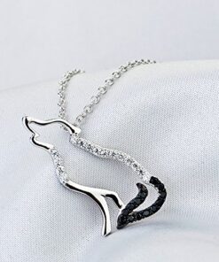 YFN Wolf Pendant Necklace 925 Sterling Silver Cubic Zirconial Wolf Moon Necklace 18" Birthday Day Jewelry for Girlfriend Wife Black Cz Wolf Necklace 15 610Ez9LttUL
