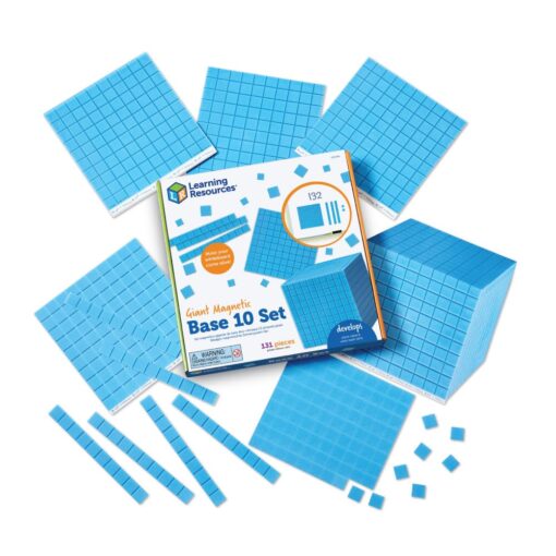 Learning Resources Giant Magnetic Base Ten, Magnetic Base Ten, Use with Magnetic Surfaces or Whiteboards, 131 Piece Set Magnetic Base Ten (Whiteboard)