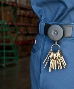 KEY-BAK Original Retractable Key Holder Keychain with a Black Front, Steel Belt Clip, and Split Ring 48" Kevlar (8 oz. Load) 18 610IkhejQL