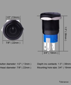 Ulincos Latching Pushbutton Switch U19C1 1NO1NC SPDT ON/Off Black Metal Shell with Blue LED Suitable for 19mm 3/4" Mounting Hole (Blue) Blue LED with Black 26 610JimB22uL