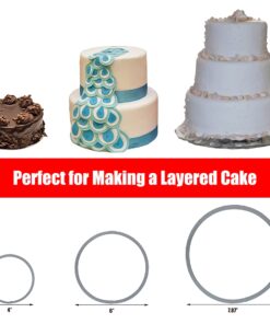 Alternative view of FunWhale 3 Tier Round Multilayer Anniversary Birthday Cake Baking Pans,Stainless Steel 3 Big Sizes Rings Round Molding Mousse Cake Rings(Round-shape,4 Inch 6Inch 7.8Inch,Set of 3)