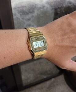 Digital Sports Watch Men's Women Water Resistant Outdoor Stainless Steel Band Electronic Square LED Back Light Wristwatch Gold 1123 30 610QXUpmR L