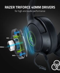 Razer Kraken V3 X Wired USB Gaming Headset: Lightweight Build - Triforce 40mm Drivers - HyperClear Cardioid Mic - 7.1 Surround Sound - Chroma RGB Lighting - Black 13 610T6qHXK7L