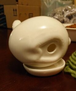 MyGift Mini Ceramic Bunny Planter, Decorative Rabbit Design White Small Flower Pot Succulent Planter with Detached Saucer 24 610VMkBPt2L