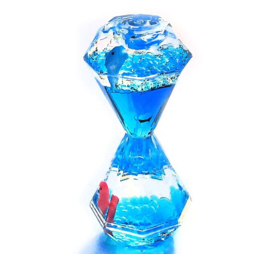 YUE MOTION Liquid Motion Bubbler Floating Sea Creatures, Diamond Shaped Liquid Timer for Fidget Toy,Autism Toys, Children Activity, Calm Relaxing and Home Ornament Blue Liquid With Dolphin