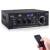 Stereo Audio Amplifier Receiver, 300Wx2 Home Dual Channel Bluetooth 5.0 Sound Speaker AMP, Home Amplifiers FM Radio, USB, SD Card, with Remote Control Home Theater Audio Stereo System Components 31 610ZpUI3t0L