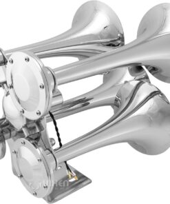 Vixen Horns Train Horn for Truck/Car. 4 Air Horn Chrome Plated Heavy Duty Trumpets. Super Loud dB. Fits 12v Vehicles like Semi/Pickup/Jeep/RV/SUV VXH4318 12 610aYmC1MWL 1