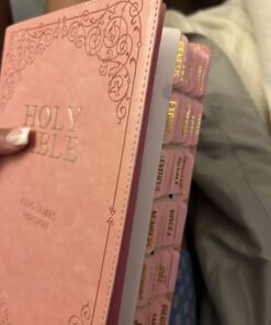 KJV Holy Bible, Giant Print Full-size Faux Leather Red Letter Edition - Thumb Index & Ribbon Marker, King James Version, Pink Leather Bound 47 610bRZ7a0RL