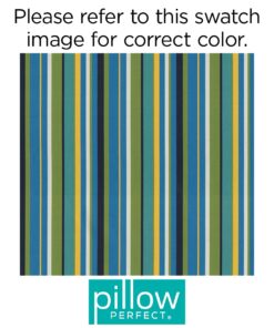 Pillow Perfect Stripe Indoor/Outdoor Accent Throw Pillow, Plush Fill, Weather, and Fade Resistant, Lumbar - 11.5" x 18.5" , Blue/Green Topanga, 2 Count Small Lumbar - 11.5" x 18.5" 12 610biFc6GL