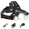 AUERVO Rechargeable LED Headlamp, 10000 Lumens Bright Headlight, Portable Waterproof Flashlight Kit with Rechargeable Batteries for Night Hunting Fishing Camping Black 13 610dfHc5TL