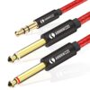 ANNNWZZD 1/8 to 1/4 Stereo Cable, 1/4 to 3.5mm 1/8 TRS Y Splitter Audio Cord Compatible with Phone, PC, Computer Sound Card 3ft/1m 20 610fA2U1bsL