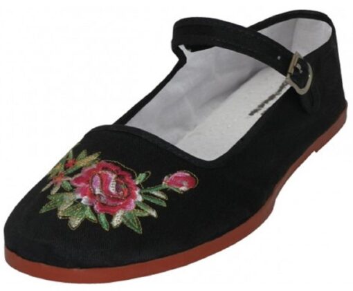 Shoes 18 Womens Cotton China Doll Mary Jane Shoes Ballerina Ballet Flats Shoes 11 114 Black Emb