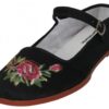 Shoes 18 Womens Cotton China Doll Mary Jane Shoes Ballerina Ballet Flats Shoes 8 114 Black Emb