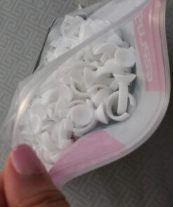 100PCS Disposable Plastic Nail Art Tattoo Glue Rings Holder Eyelash Extension Rings Adhesive Pigment Holders Finger Hand Beauty Tools (White) 100 Count (Pack of 1) White 29 610gTTO5JzL