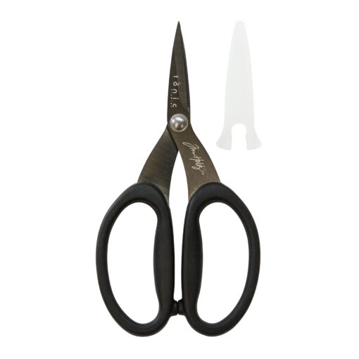 Tim Holtz Small Titanium Scissors - 7 Inch Mini Snips with Micro Serrated Blade - Non Stick Craft Tool for Cutting Paper, Fabric, and Sewing - Black Comfort Grip Handles 1 Pack