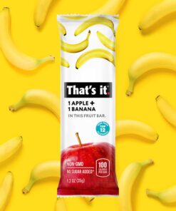That's it Apple + Banana 100% Natural Real Fruit Bar, Best High Fiber Vegan, Gluten Free Healthy Snack, Paleo for Children & Adults, Non GMO Sugar-Free, No Preservatives Energy Food (12 Pack) 9 610iFOYwHpL