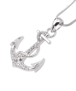 Spinningdaisy Silver Plated Crystal Sea Anchor with Rope Necklace 8 610kg7NrOkL