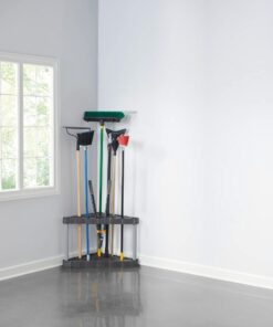 Rubbermaid Plastic Garage Corner Tool Tower Rack, Easy to Assemble, Organizes up to 30 Long-Handled Tools/Rakes/ Brooms/Shovles for Home/House/Outdoor/Sheds Corner Tower 27 610mRE1i9L