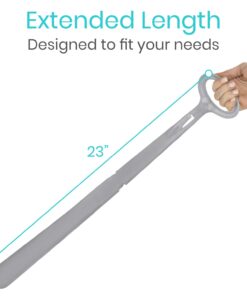 Vive Long Handled Shoe Horn (23 Inch) - Plastic Shoehorn for Men, Women and Kids - Adjustable Extended Reach Assist - Senior Gray 23 610n FJSpL