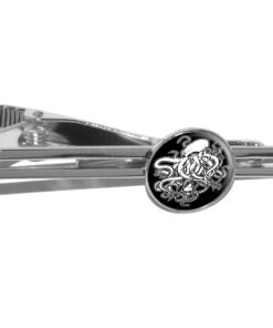 Cthulhu Round Tie Bar Clip Clasp Tack - Silver