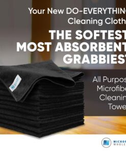 MW Pro Multi-Surface Microfiber Towel – 12 Pack | Premium Cleaning Cloth | Clean, Dust, Polish, Absorb | Large 16"x16" (Black) Black 14 610qvm9rTML