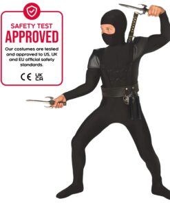 Morph Kids Ninja Costume for Boys, Ninja Costumes for Boys, Kid Ninja Costume for Boy, Boys Ninja Halloween Costumes for Boys Medium Black 10 610rYc11dzL 1