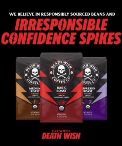 Death Wish Coffee, Organic and Fair Trade Dark Roast Whole Bean Coffee, 16 oz 16 Ounce (Pack of 1) 32 610uktdB7wL 1