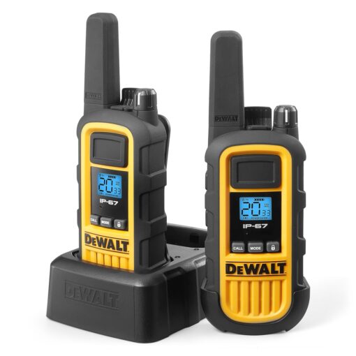 DEWALT DXFRS800 2 Watt Heavy Duty Walkie Talkies - Waterproof, Shock Resistant, Long Range & Rechargeable Two-Way Radio with VOX (2 Pack) 2 Pack