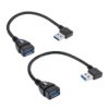UCEC USB 3.0 Extension Cable Short SuperSpeed USB Cable Extender USB 90 Degree Adapter-Male to Female-A Left & Right Angle for Webcam, Printer, Flash Drive, Hard Drive, USB Keyboard, Gamepad, 2 Pack Black-Left & Right Angle
