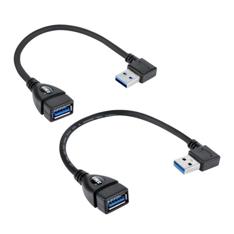 Catalog 9 UCEC USB 3.0 Extension Cable Short SuperSpeed USB Cable Extender USB 90 Degree Adapter-Male to Female-A Left & Right Angle for Webcam, Printer, Flash Drive, Hard Drive, USB Keyboard, Gamepad, 2 Pack Black-Left & Right Angle