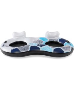 Bestway CoolerZ Rapid Rider Inflatable 2 Person Blow Up Pool River Tube Lake Lounger Float with Cup Holders, Handles, Backrest and Mesh Bottom, Blue 12 610wuGZXv9S