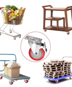 4" Swivel Plate Caster Wheels, PRITEK Heavy Duty Metal Caster Wheels Lock The Top Plate and The Wheels Replacement for Industrial Trailer or Large Home Furniture (Bearing 300lbs Each, Set of 4) Red 15 610xiKZRBQL