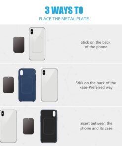 WixGear Mount Metal Plate with Adhesive for Magnetic Cradle-Less Mount - X4 Pack 2 Rectangle and 2 Round (Compatible with Magnetic mounts) (Black) Black 31 610zrPDwVuL