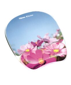 Fellowes Photo Gel Mouse Pad and Wrist Rest with Microban Protection, Pink Flowers (9179001) Blue/Pink 11 611 I9QZn5L